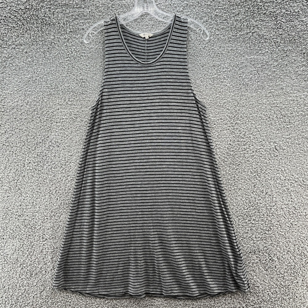 Madewell Black and Gray Striped Sleeveless Swing Dress